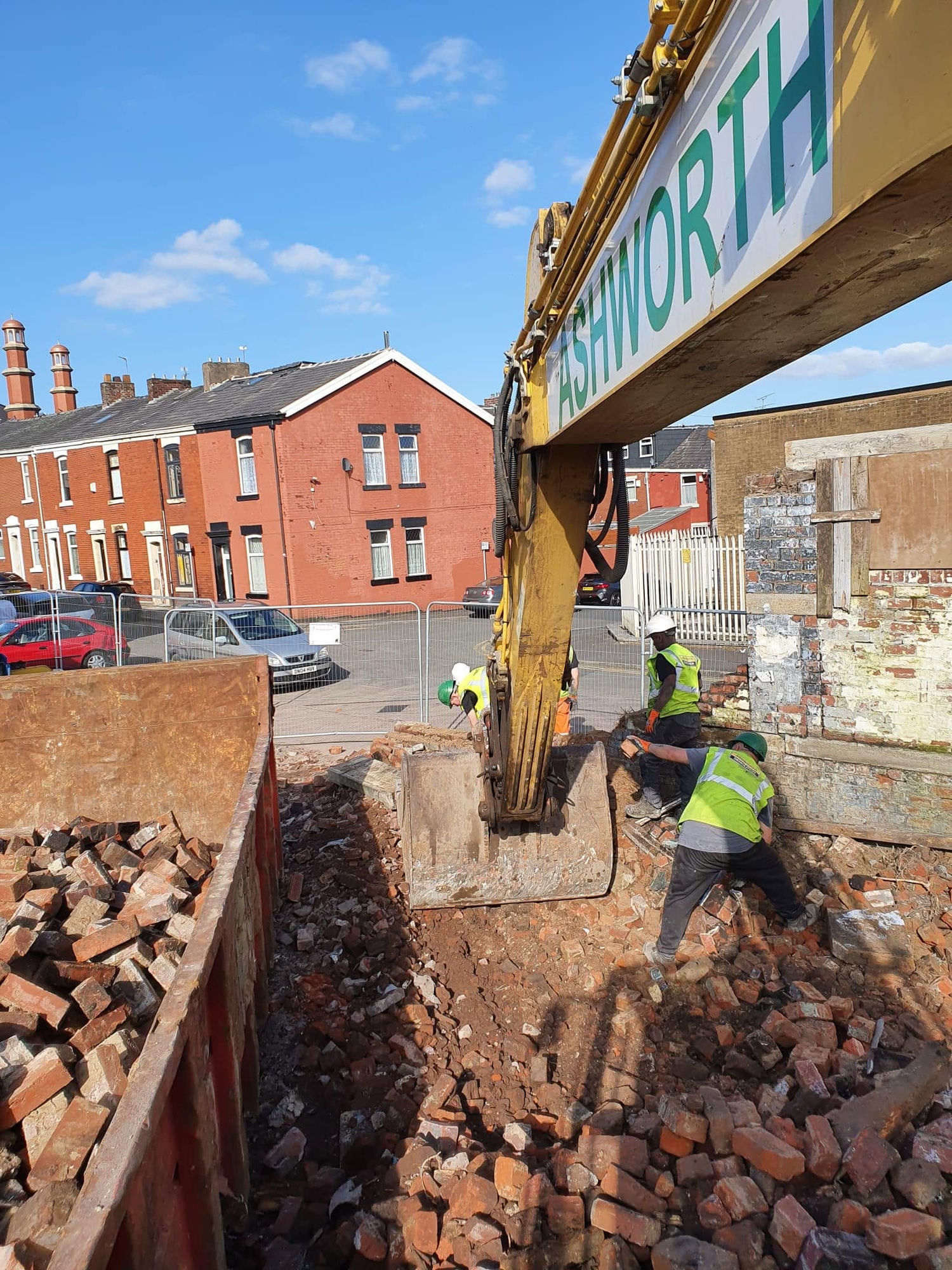Bricks reclaimed and stacked, site cleared