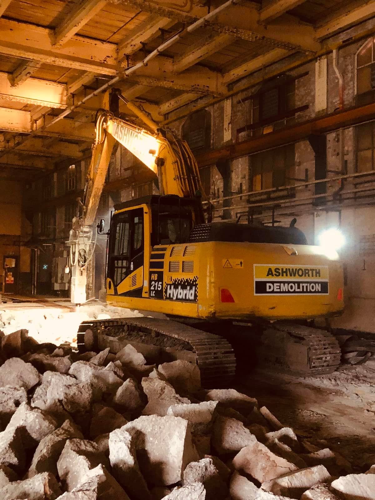 Night shift breaking out an industrial floor